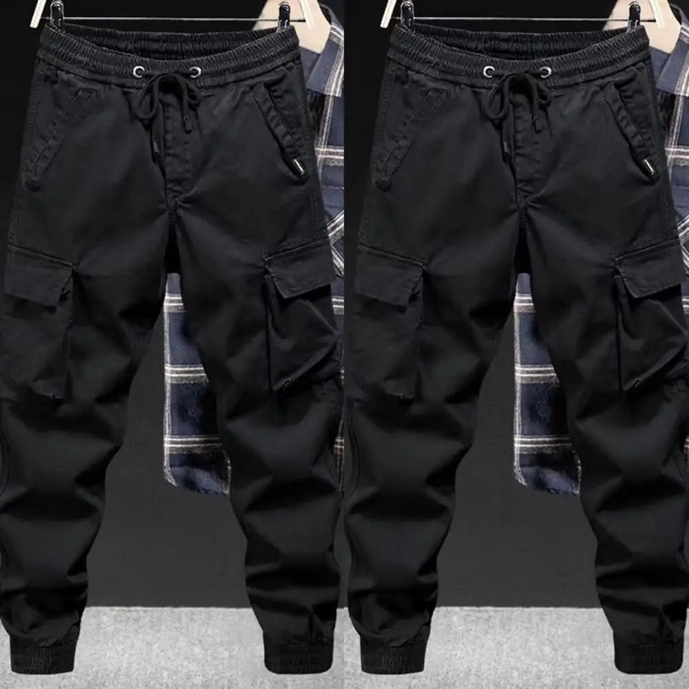 Men's Cargo Pants with Multiple Pockets Ankle-banded Design