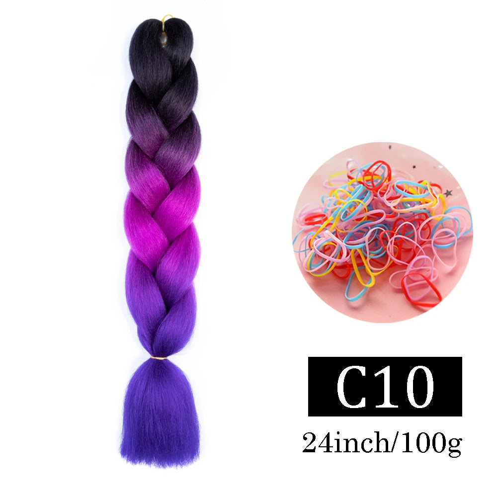 24 Inch Jumbo Braids Extensions Synthetic Braiding Hair Afro Ombre Color kanekalon Hair for Children Braid