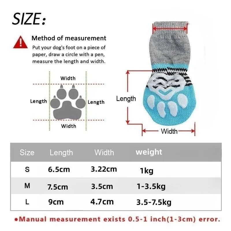 Pet Puppy Dog Shoes Anti-Slip Knitted Socks Small Dogs Cats Shoes Chihuahua Boots for Winter Indoor Wear Slip on Paw Protectors