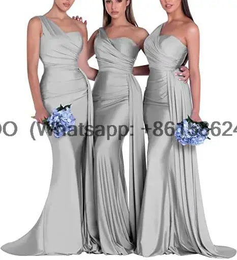 royal blue bridesmaid dresses women for wedding new satin one shoulder sexy mermaid vestidos para bodas mujer invitada chic