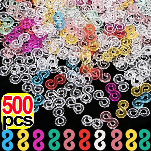 500/100pcs S Clips Rubber Band Lock Hook for Charm Loom Gummies Elastic Bracelet Fefillb Diy Jewelry Making Supplies Accessories