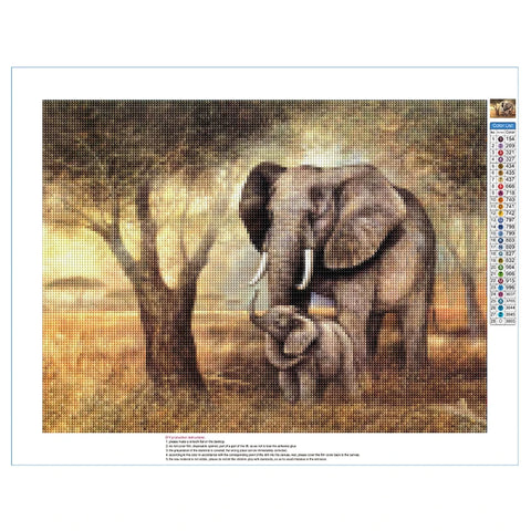 DIY 5D Diamond Painting Baby Elephant Animal Cross Stitch Kit Full Diamond Embroidery Mosaic Art Rhinestone Decoration Picture