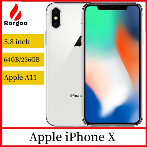 Original Unlocked Apple iPhone X 4G Mobile Phone NFC 3GB RAM 64GB/256GB ROM 5.8" OLED Screen 12MP*2+7MP A11 Hexa Core CellPhone