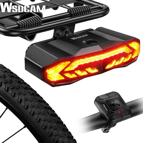 WSDCAM Smart Bike Tail Light with Turn Signals Brake Sensor Wireless Remote Bike Alarm Rear Light Bicycle Tail Light