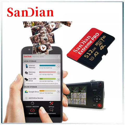 Original Mini sd memory card 128GB 256GB Micro TF/SD Card 512GB Class 10  A2 U3 SD Flash Memory Card 1TB For Phone Drone Table