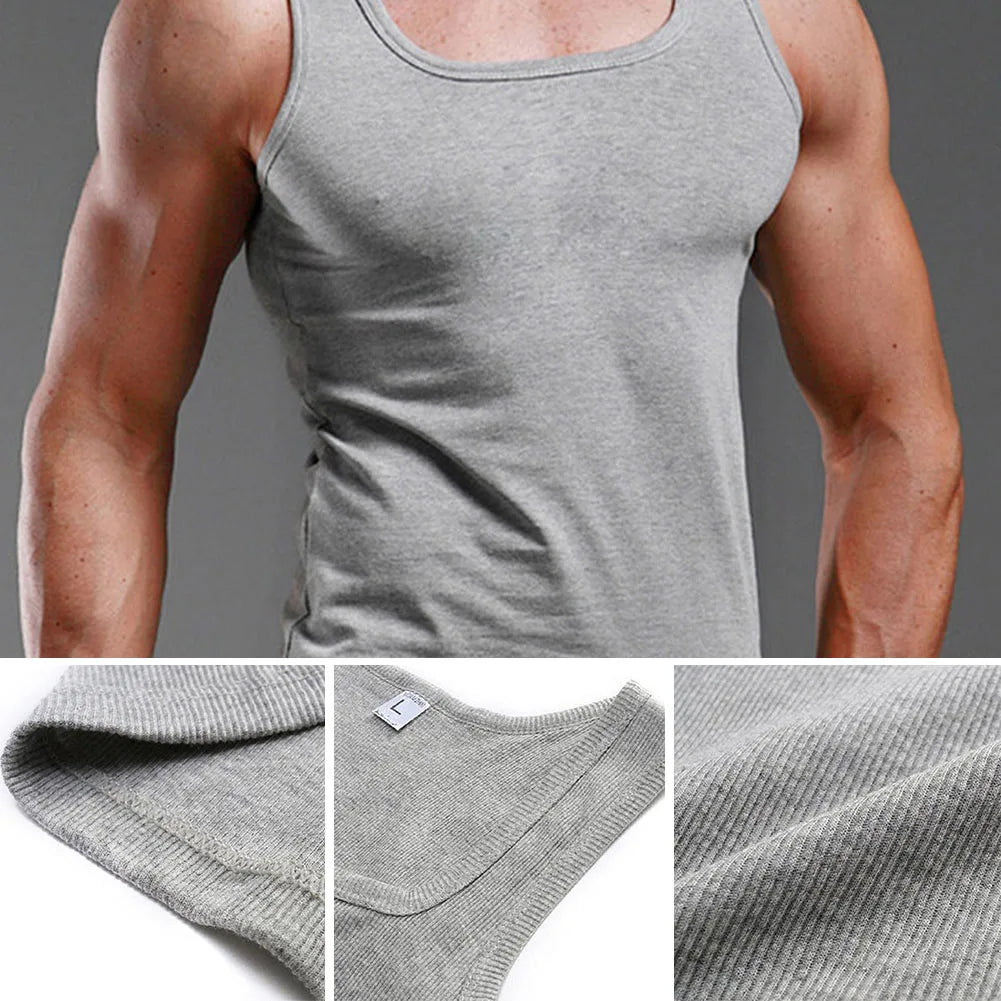 100% Cotton Mens Oversized T-shirt Sleeveless Tank Top Solid Color Fitness Men Muscle Vests Bodybuilding T Shirt For Men Tees