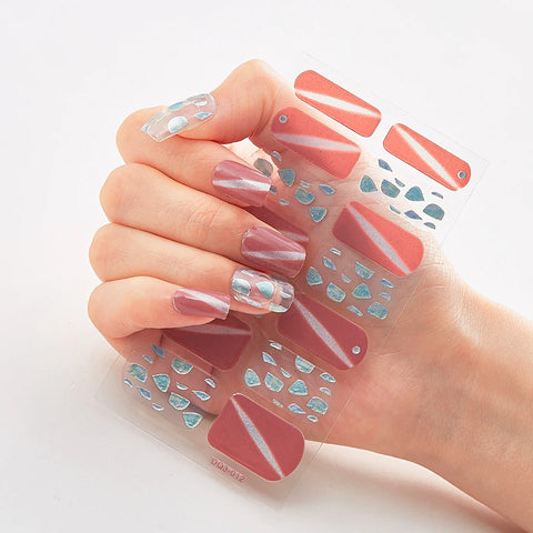 Color Nail Strips Patch Slider Nail Sticker Full Cover Decal Manicure Patch