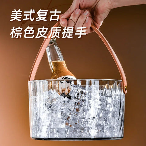 Bar Ice Bucket Portable Uncovered Beverage Beer Bucket Transparent Storage Bucket Refrigerated Ice Storage Bucket