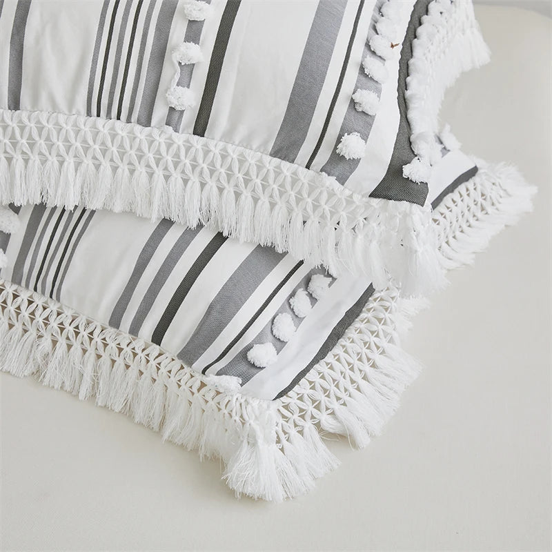 Striped Furball Double Duvet Cover Set 220x240 High