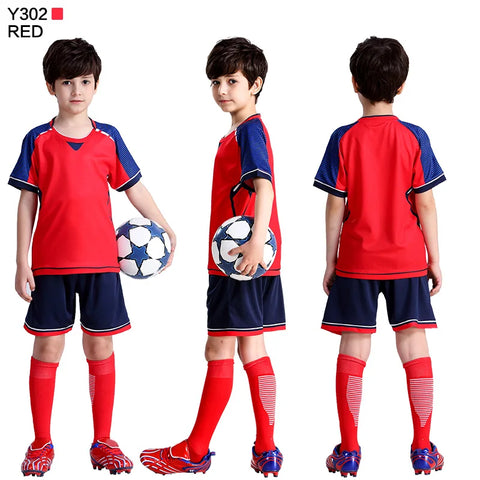 Kids Football Jersey Personalized Custom Boy Soccer Jersey Set Polyester Soccer Uniform Breathable Football Uniform For Children