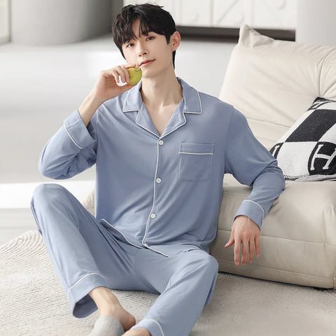 Autumn Pajamas Sets Men Long Sleeve