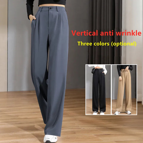 New Women'S Spring Autumn High Waist Thin Suit Pants Korean Loose And Elongated Vertical Tube Wide Leg Mopping Trousers Lady