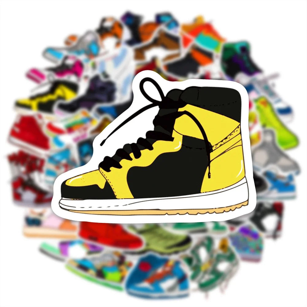 50PCS New Trendy Cool Skateboard Animation Cartoon Sneakers Graffiti Helmet Cup Cell Phone Waterproof PVC Toys Reward Stickers