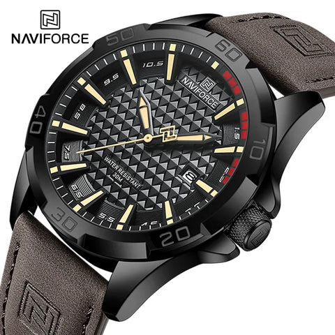 NAVIFORCE Men Casual Sport Military Quartz Calendar Wrist Watch for Man Business Leather Waterproof Male Clock Relogio Masculino