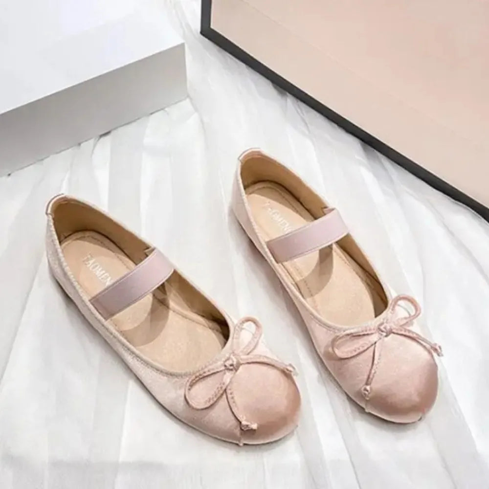 Women's Shoe Bow Silk Satin Flats Women Shoes