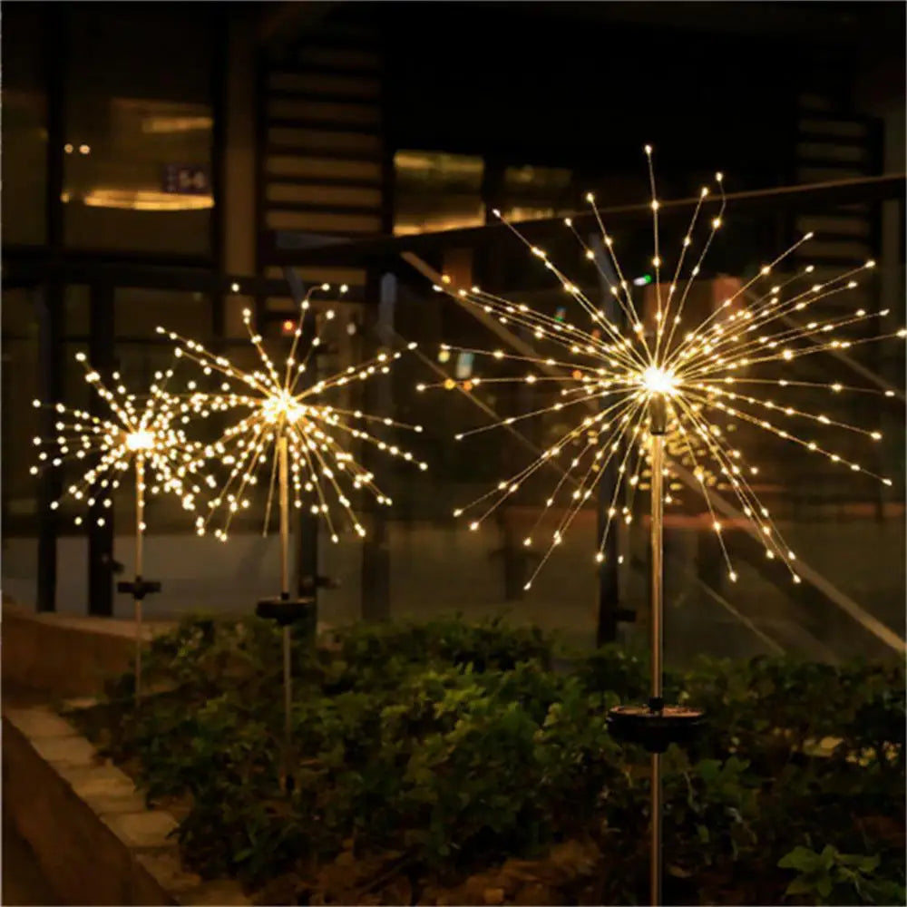 90 LED Solar Power Firework Lights Garden Decoration Fairy Lights Waterproof Outdoor Dandelion Lawn Lamp for Patio Garden Decor