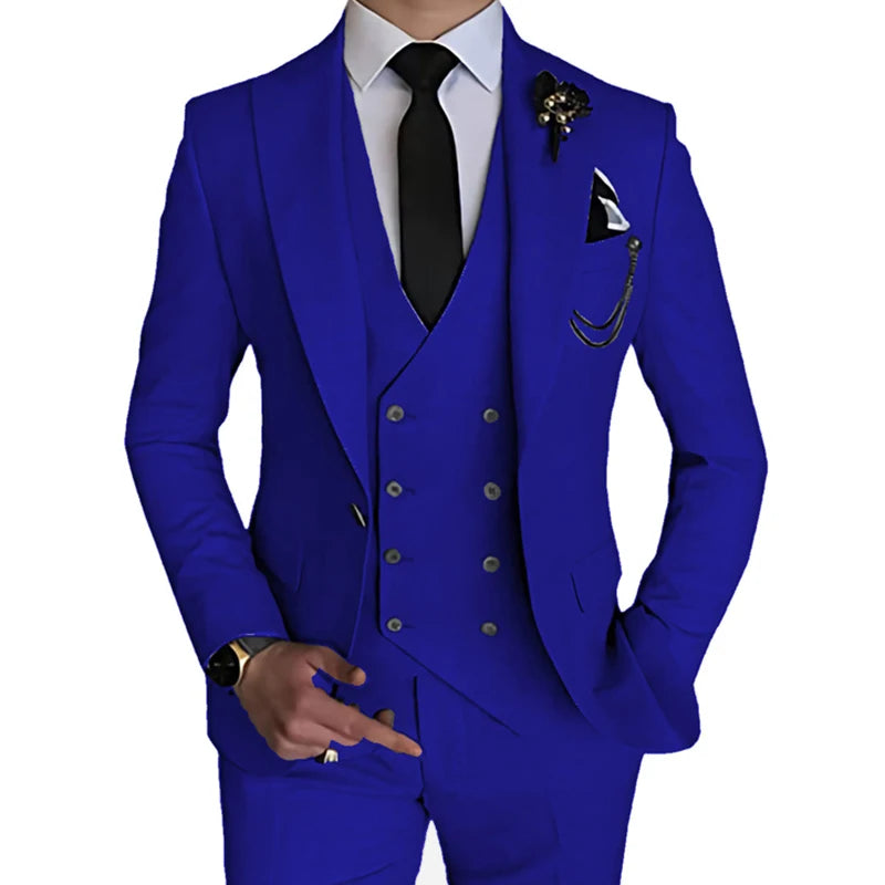 Wedding Suit Coat Pants Vest 3 Pcs