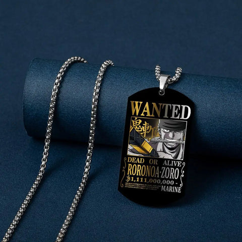 Man Necklace Men Wanted Warrant Stainless Steel Dog Tag Necklace