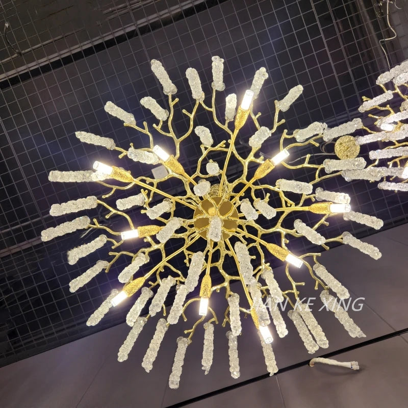 High End Luxury Nano Electroplating Crystal Tassel Pendant Chandelier for Living Dining Room Hotel Hall Home Suspension LED Lamp