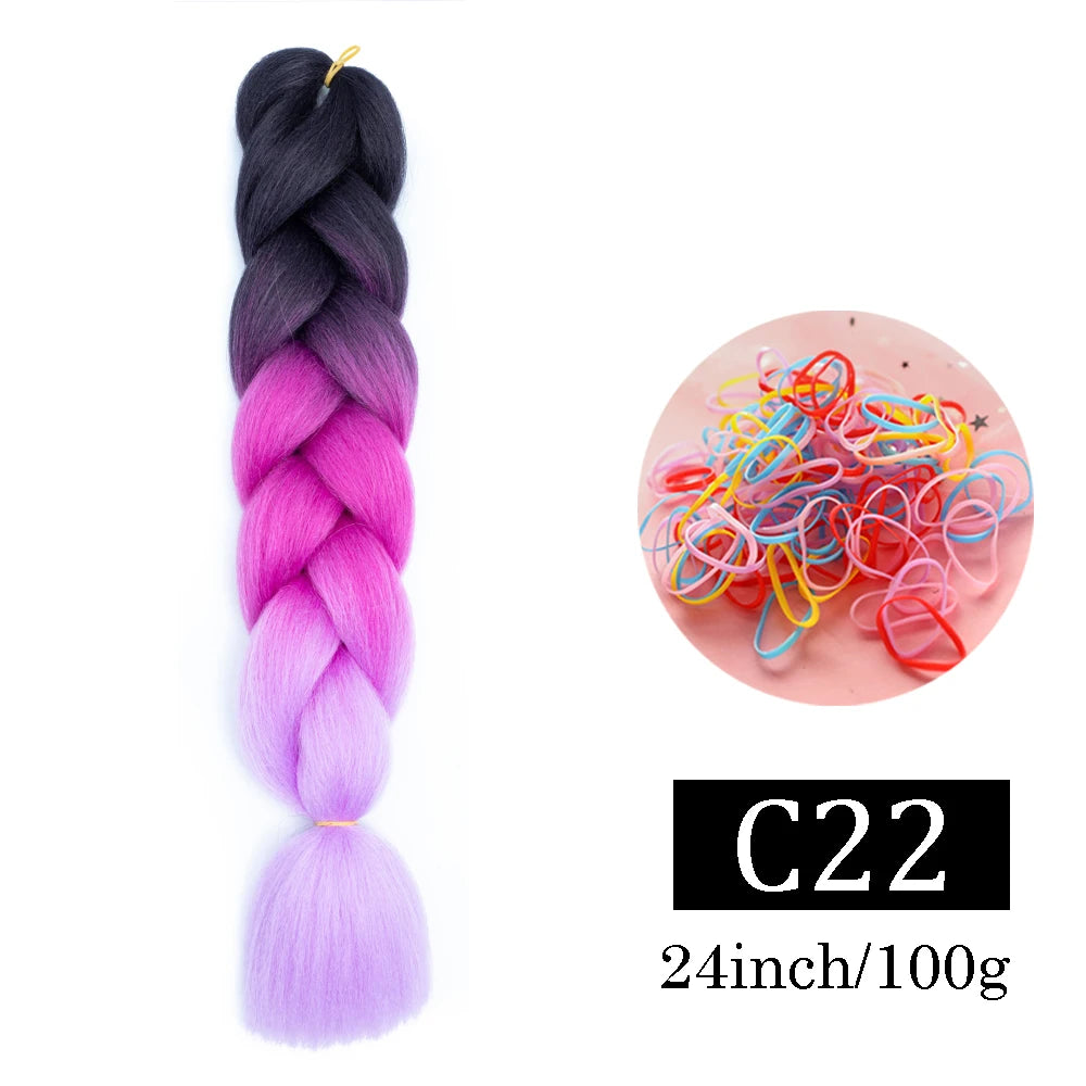 24 Inch Jumbo Braids Extensions Synthetic Braiding Hair Afro Ombre Color kanekalon Hair for Children Braid