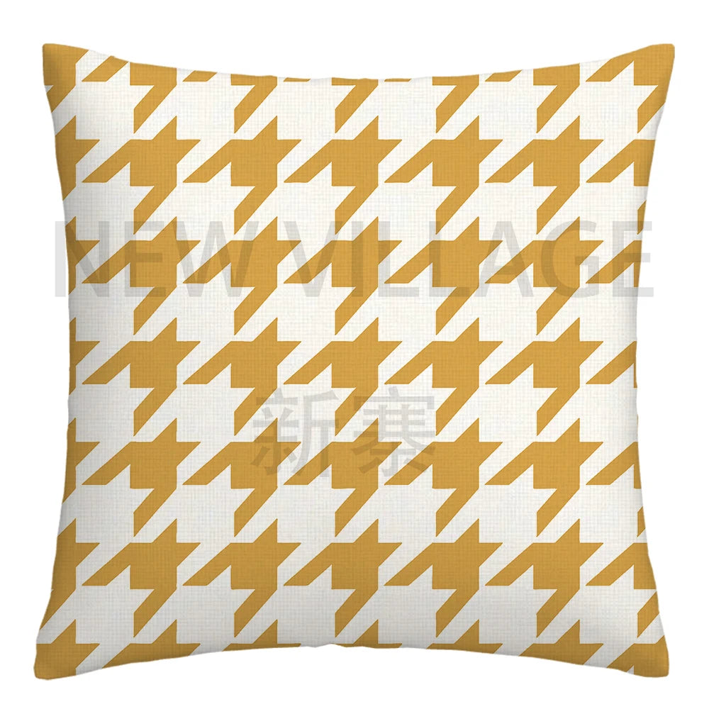 Yellow white geometric linen pillowcase sofa cushion cover home decoration can be customized for you 40x40 45x45 50x50 60x60