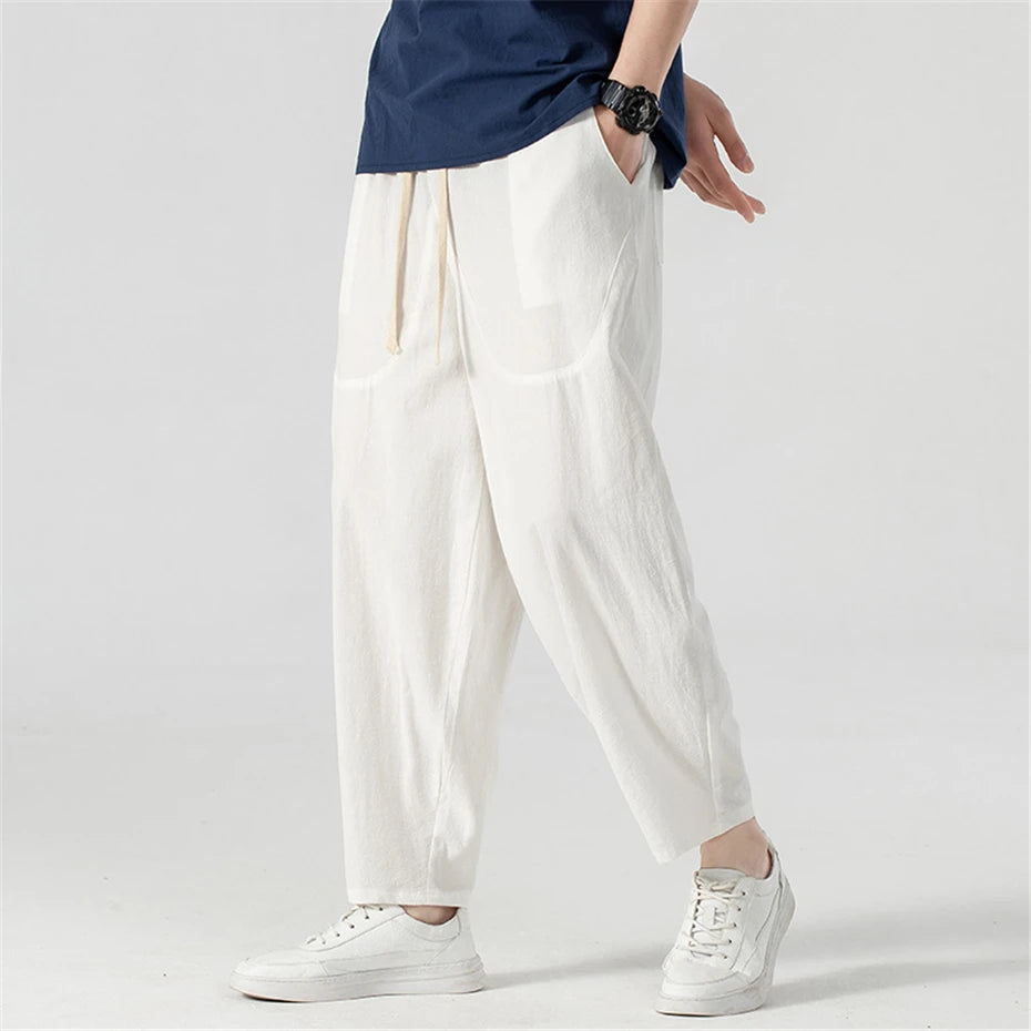 Linen Pants Men Baggy Pants Plus Size