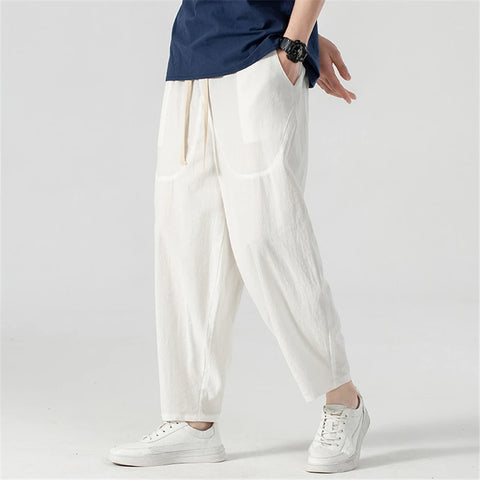 Linen Pants Men Baggy Pants Plus Size