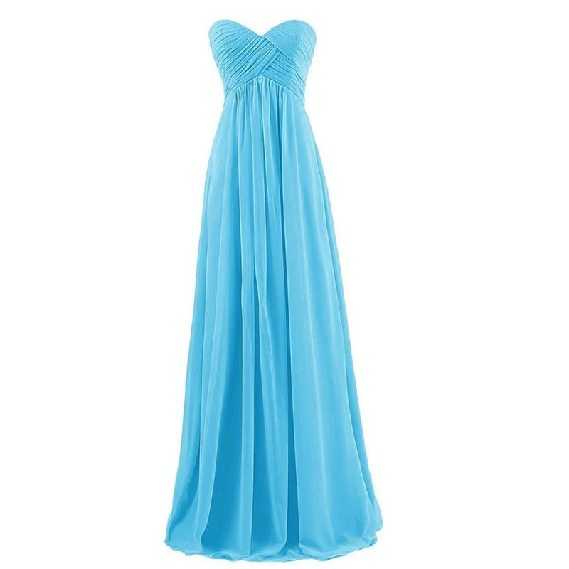 A Line Chiffon Pleat Elegant Strapless Sweetheart Bridesmaid Dresses Wedding Party Evening Formal Prom Robe De Soiree Zipper