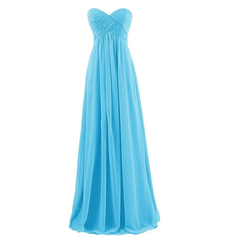 A Line Chiffon Pleat Elegant Strapless Sweetheart Bridesmaid Dresses Wedding Party Evening Formal Prom Robe De Soiree Zipper