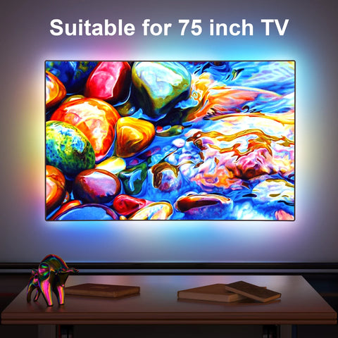 55-75 inch Smart TV LED Backlight with HDMI 4K30Hz Sync Box Strip Sync to Screen&Music Changing Lights for TV/PC/Game/APPControl