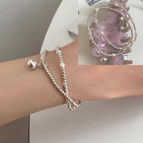 VENTFILLE 925 Sterling Silver Pearls Bamboo Knots Bracelet for Women Girl Simple Korean Jewelry Birthday Gift Dropshipping