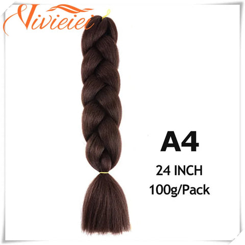 VIVIEIEI Synthetic Braiding Hair 24 Inch Jumbo Braid Ombre Jumbo Hair Extension for Women DIY Hair Braids Purple Pink Yellow Red