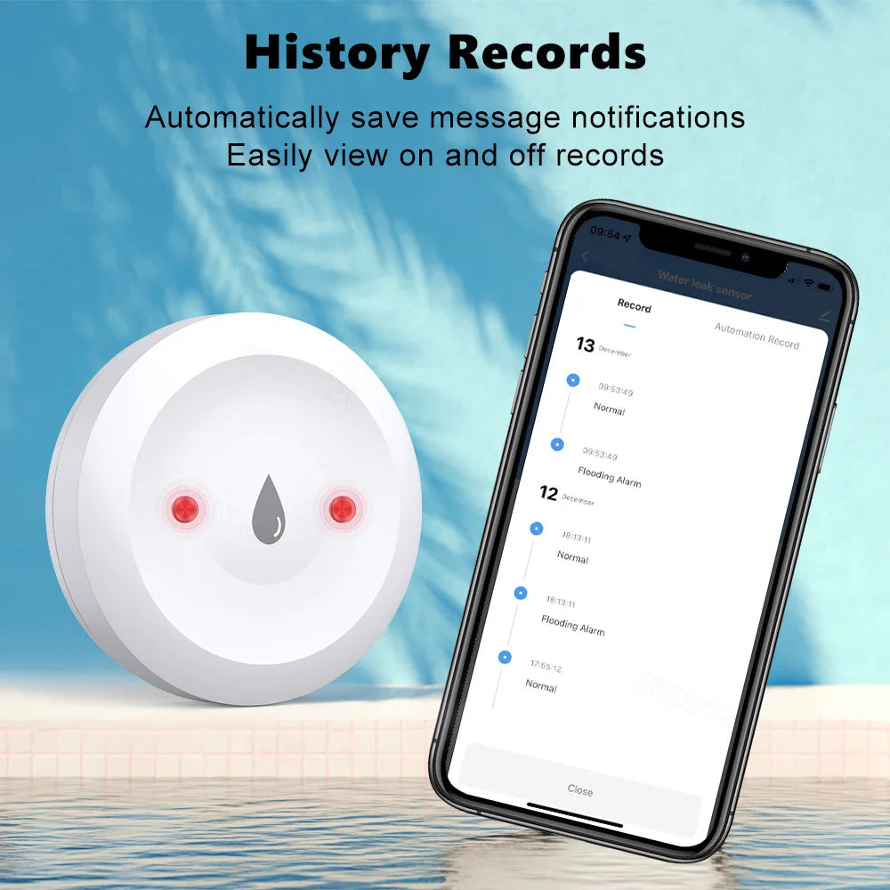 Tuya Smart for Zigbee Water Sensor Flood Water Leakage Detector App Remote Monitoring Support Home Assistant Zigbee2mqtt