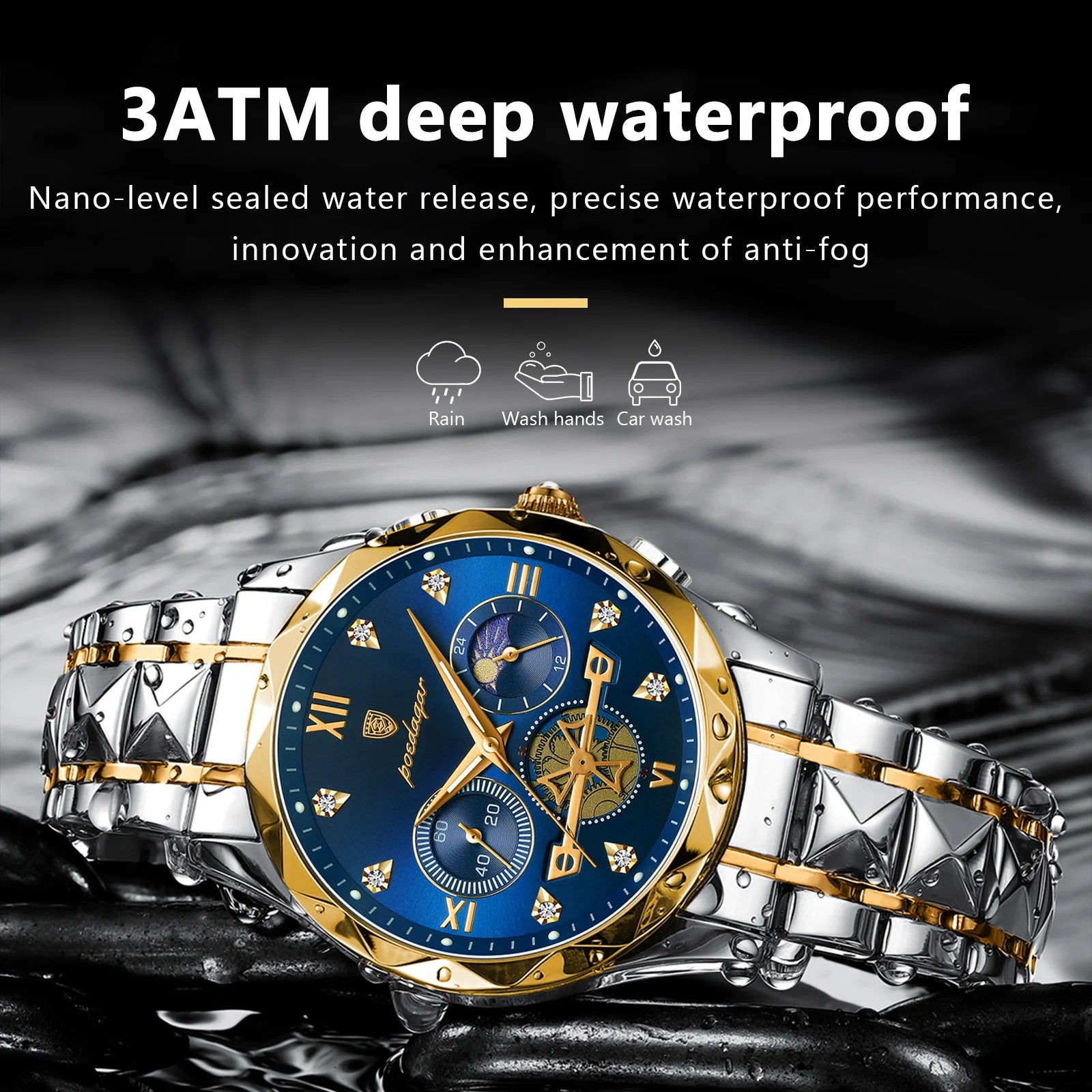 Luxury Man Wristwatch Waterproof Luminous Chronograph Watch for Men