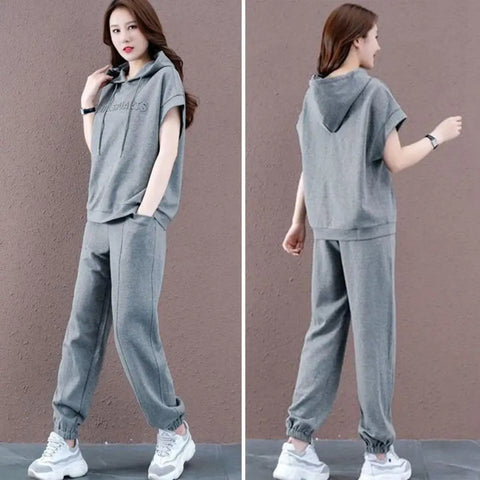 Soft Top Trousers Suit Loose Summer Hoodie Pants