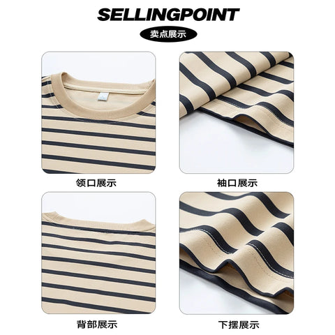 HIP HOP Sports T Shirt Streetwear Mens Stripe T-shirts Casual 2024 Summer Short Sleeves Tshirt Tees Oversize 3XL 4XL