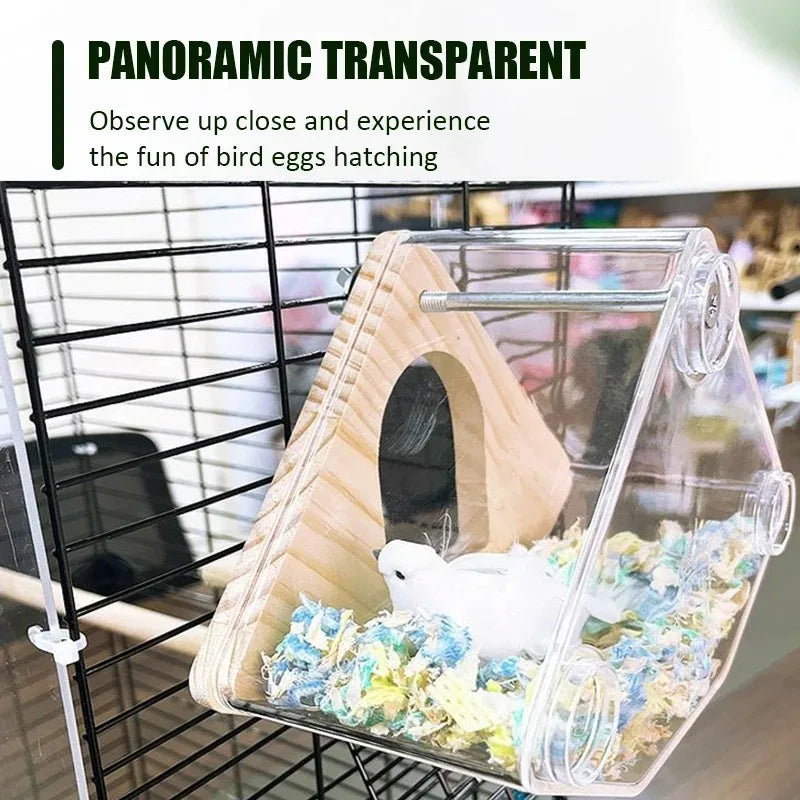 Transparent Bird Nest Breeding Box Cage Arakeet Nesting Box Acrylic Parrot Breeding House Bird Hanging Nest Birdcage Accessories