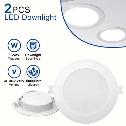 2pcs Ceiling Light LED Downlight 110V 220V 6W 17W 20W 24W Recessed Led Down light Round Panel Light Spotlight Indoor Lighting