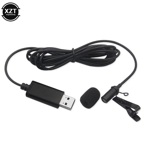 Laptop Live Recording USB Plug Mic 2m Portable Mini Clip-on Omni-Directional Stereo USB Mic Microphone Supplies for PC Computer