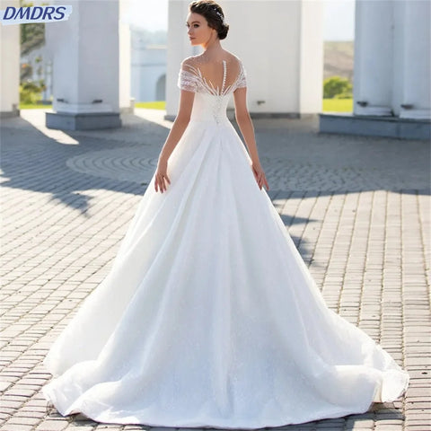 Elegant Short Sleeve Wedding Dress