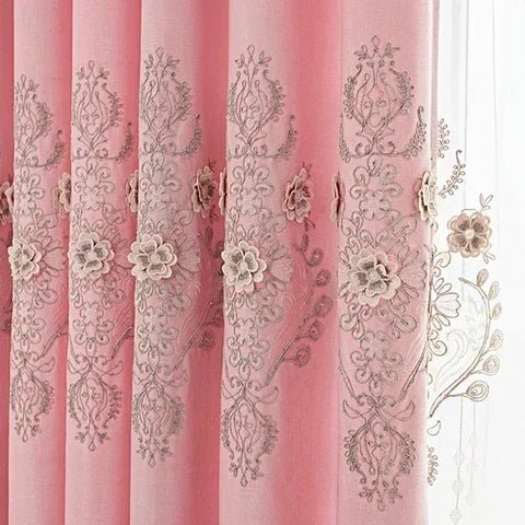 European Modern curtains for living room Bedroom Blackout Luxury Window Embroidered Tulle Villa Elegant Valance decorate Custom