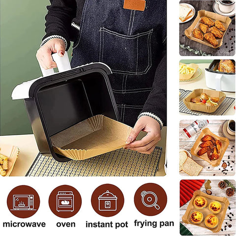 300PCS Large Air Fryer Disposable Paper Liner Square 23cm Non-stick Airfryer Parchment Baking Paper for Cooking Steaming Basket