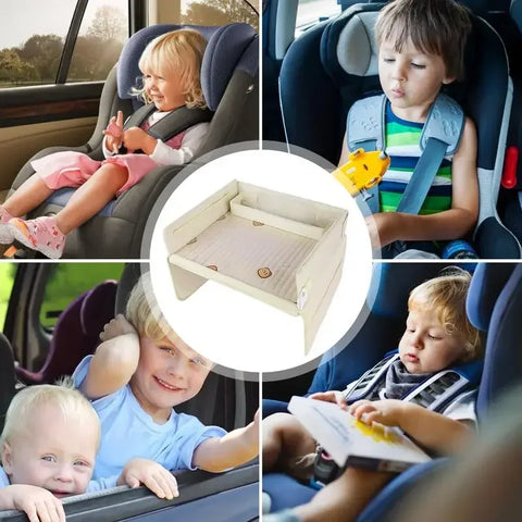 Car Seat Tray For Kids Foldable Multiple Pockets Waterproof Car