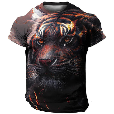 Men's T-Shirt 3D Tiger Print T Shirt Streetwear Quick Dry Fashion