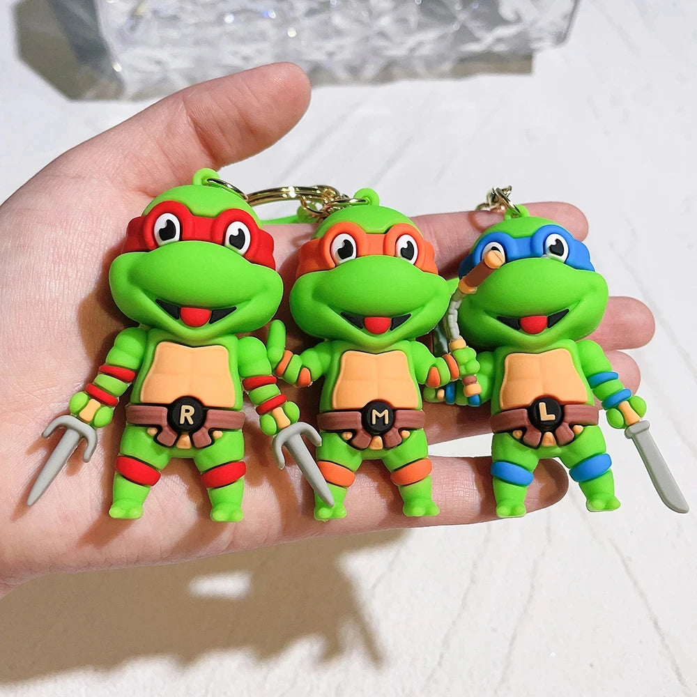 Anime Ninja Turtle Figure Keychain Teenage Mutant Ninja Turtles Raphael Donatello Doll Keyring Car Key Bag Ornament Gift