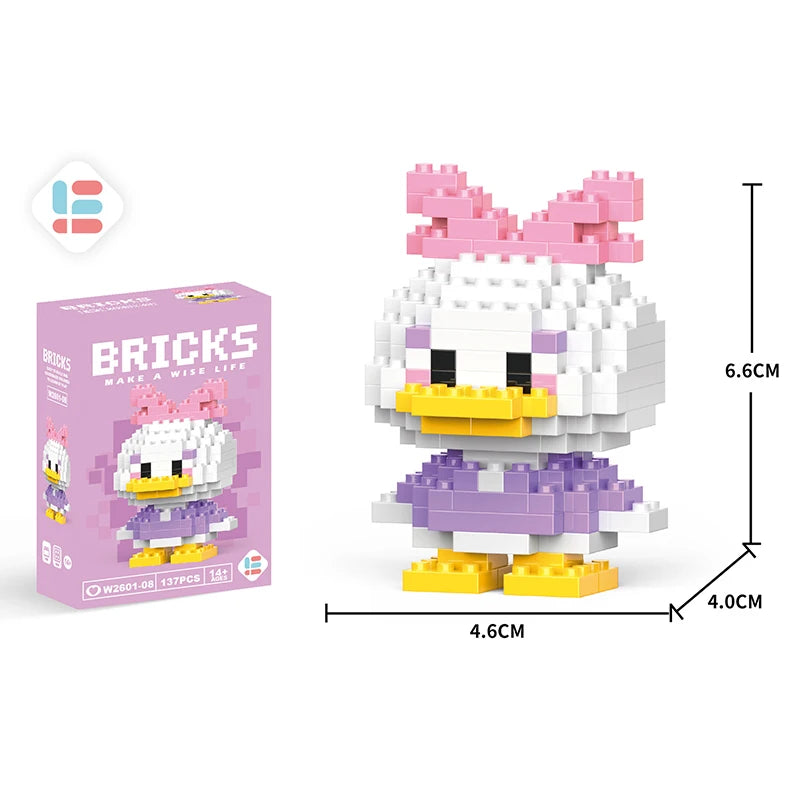 Disney Anime Princess Building Blocks Stitch Mickey Mouse mini Action toy Figures Blocks Toys Bricks Assemble Toys Kids Gifts