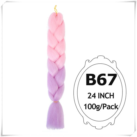 24 Inch Ombre purple jumbo Braiding Hair Synthetic