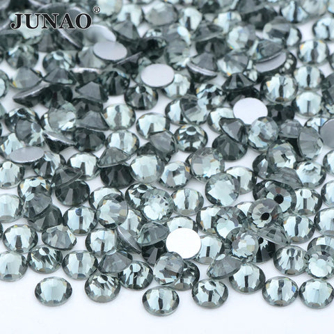 JUNAO 100Gross Bulk Packag SS6 SS10 SS12 SS16 SS20 SS30 AB Color Glass Rhinestones Non Hot Fix Flat Back Strass DIY Nail Stones