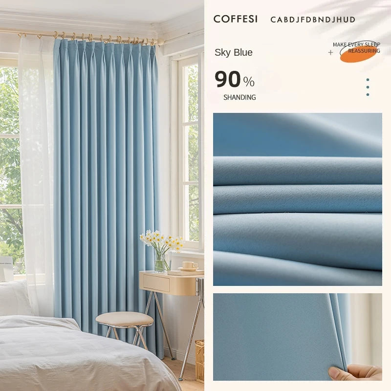 Modern Living Room Large Curtains Light Luxury Bedroom Full Blackout Curtain Hotel Sunscreen Drape Thick Drapes High Shading 90%