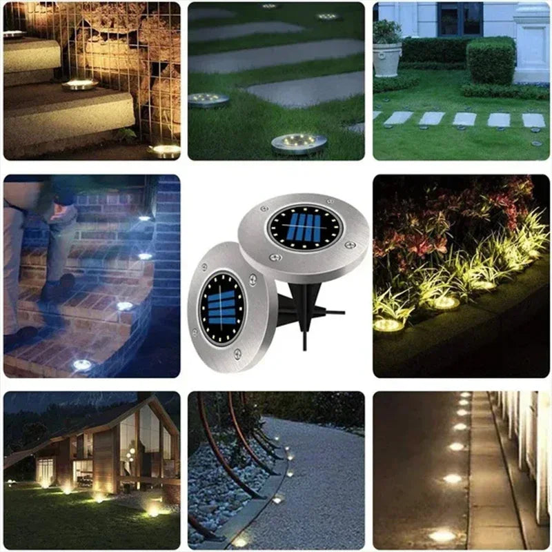 8LED Solar Power Disk Light Outdoor Garden Solar Underground Light Deck Light Spotlight Buried Solar Led Lamp Garden Decoration